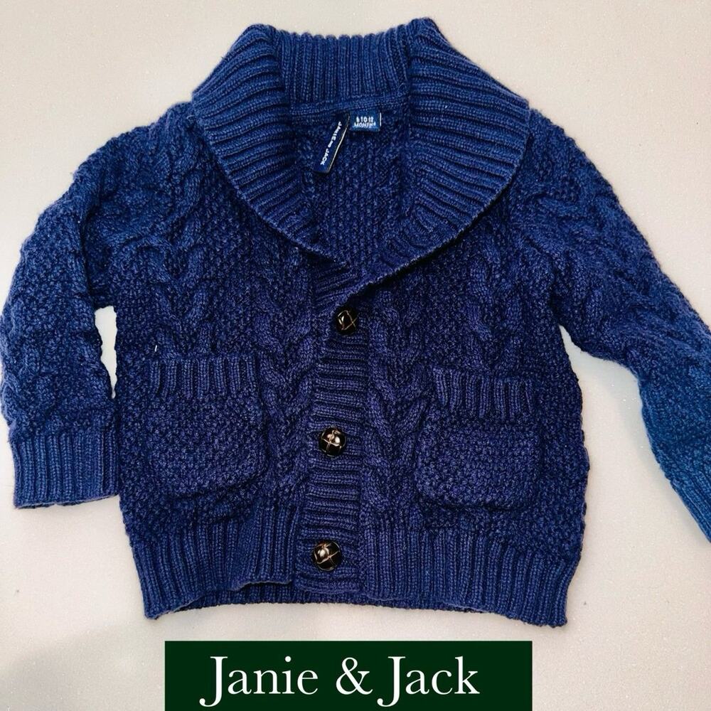 Navy Janie & Jack Cable Knit Sweater size 6-12 m